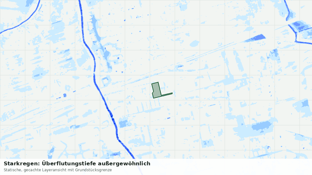 Statische Kartenansicht: Starkregen: Überflutungstiefe außergewöhnlich