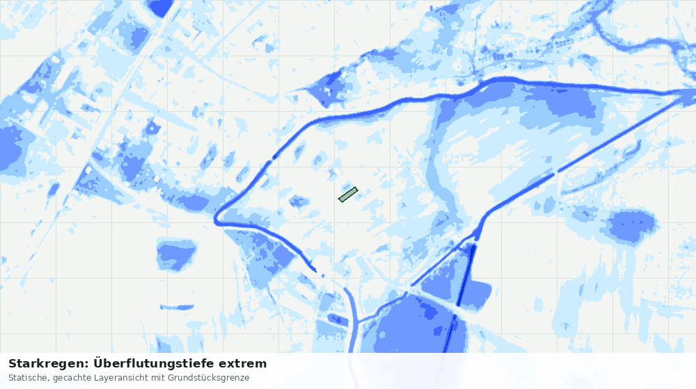 Statische Kartenansicht: Starkregen: Überflutungstiefe extrem