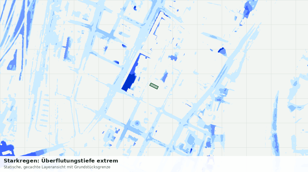Statische Kartenansicht: Starkregen: Überflutungstiefe extrem