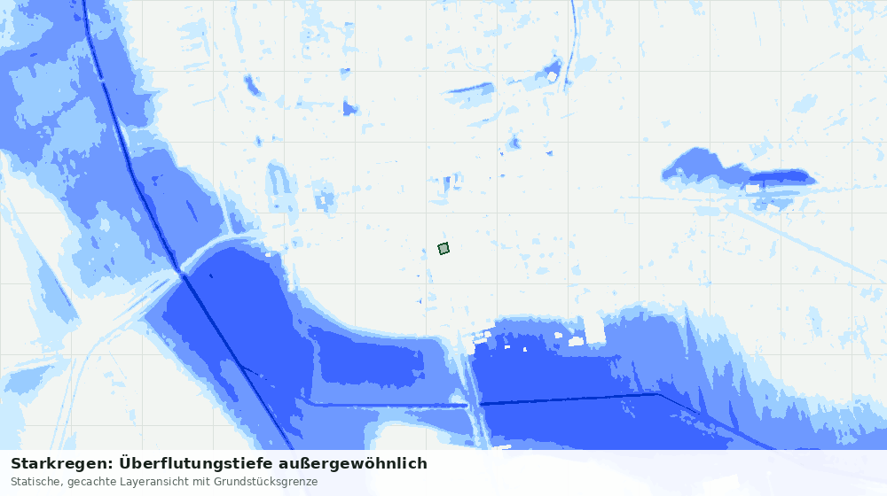 Statische Kartenansicht: Starkregen: Überflutungstiefe außergewöhnlich