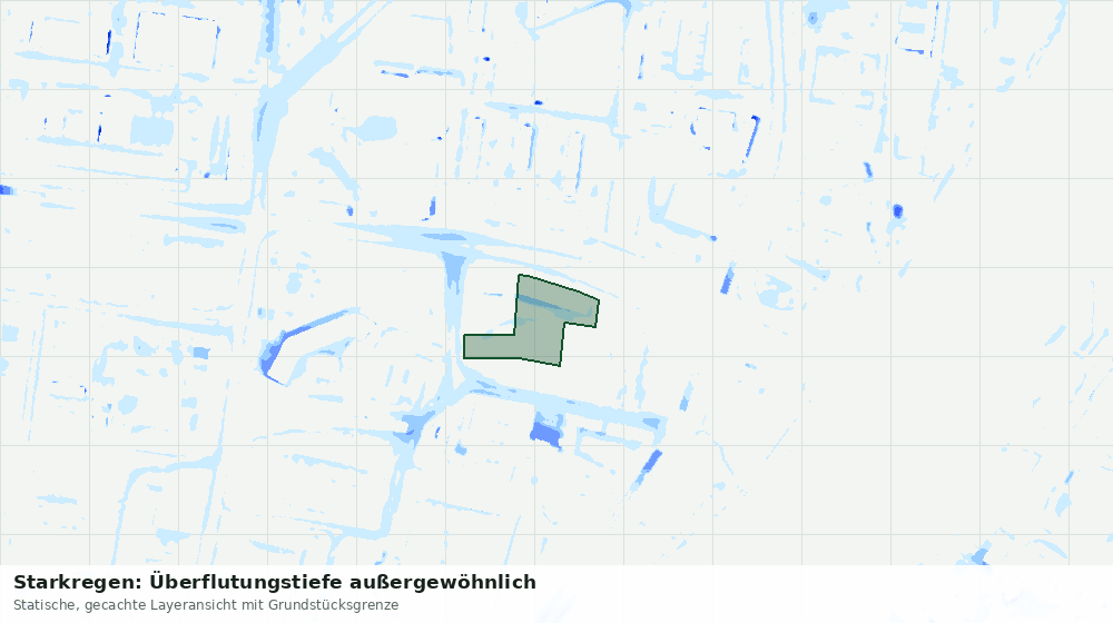 Statische Kartenansicht: Starkregen: Überflutungstiefe außergewöhnlich