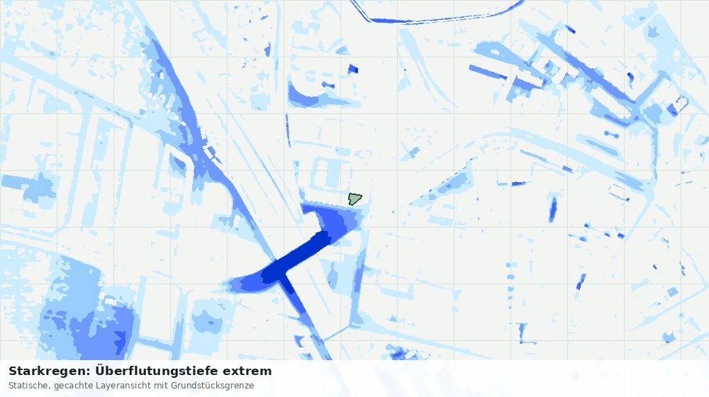 Statische Kartenansicht: Starkregen: Überflutungstiefe extrem