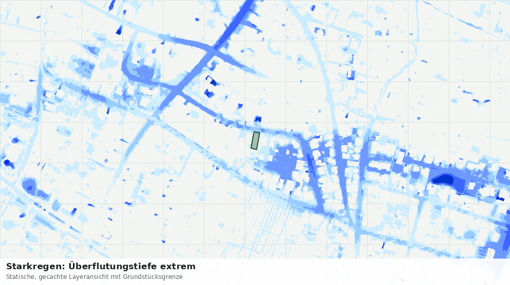 Statische Kartenansicht: Starkregen: Überflutungstiefe extrem