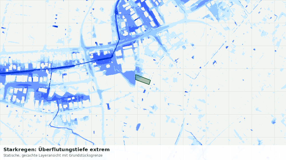Statische Kartenansicht: Starkregen: Überflutungstiefe extrem
