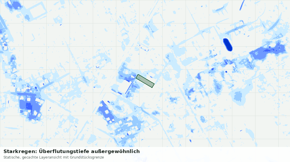 Statische Kartenansicht: Starkregen: Überflutungstiefe außergewöhnlich