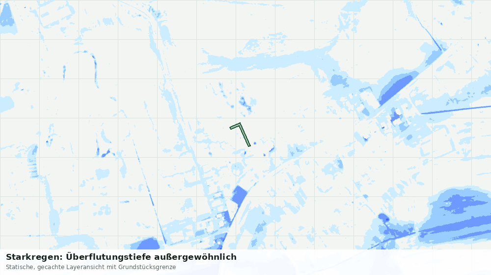 Statische Kartenansicht: Starkregen: Überflutungstiefe außergewöhnlich