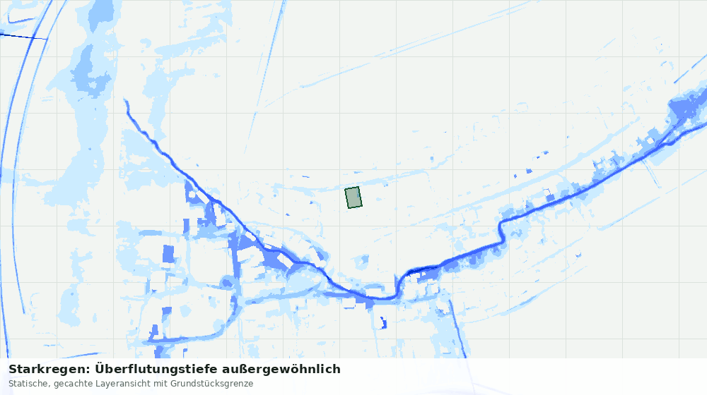Statische Kartenansicht: Starkregen: Überflutungstiefe außergewöhnlich
