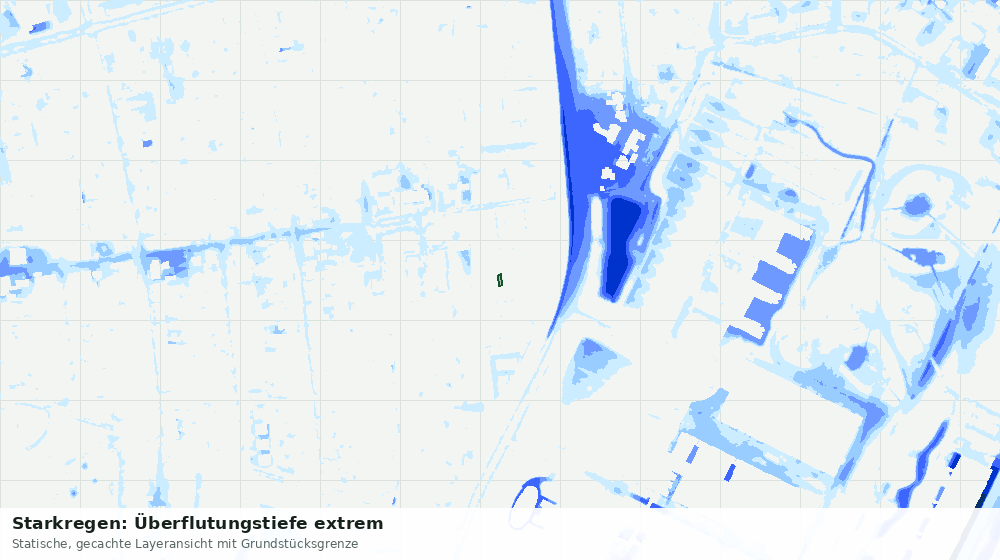 Statische Kartenansicht: Starkregen: Überflutungstiefe extrem