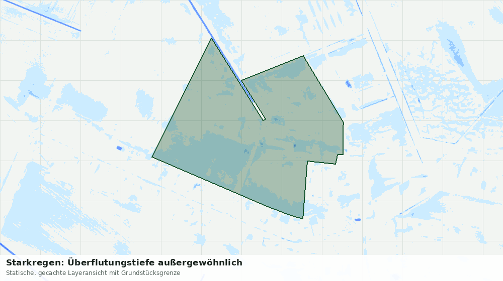 Statische Kartenansicht: Starkregen: Überflutungstiefe außergewöhnlich