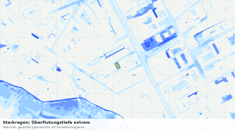 Statische Kartenansicht: Starkregen: Überflutungstiefe extrem