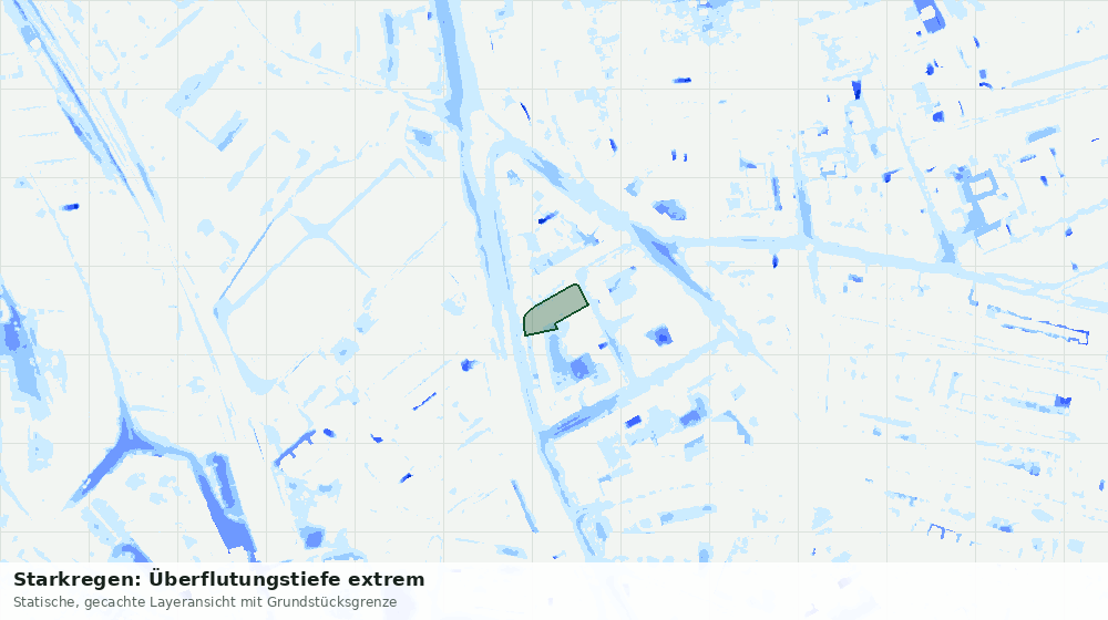 Statische Kartenansicht: Starkregen: Überflutungstiefe extrem