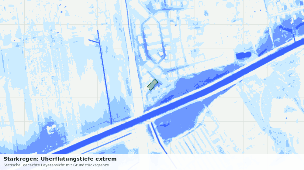 Statische Kartenansicht: Starkregen: Überflutungstiefe extrem