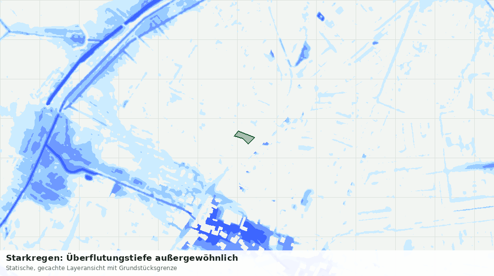 Statische Kartenansicht: Starkregen: Überflutungstiefe außergewöhnlich