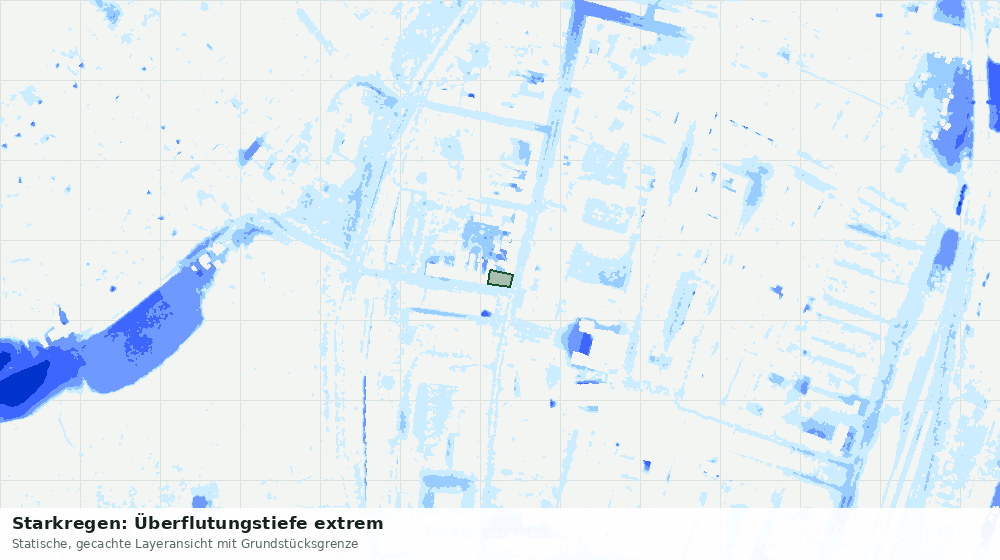 Statische Kartenansicht: Starkregen: Überflutungstiefe extrem
