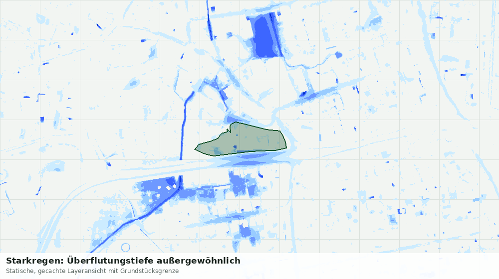 Statische Kartenansicht: Starkregen: Überflutungstiefe außergewöhnlich
