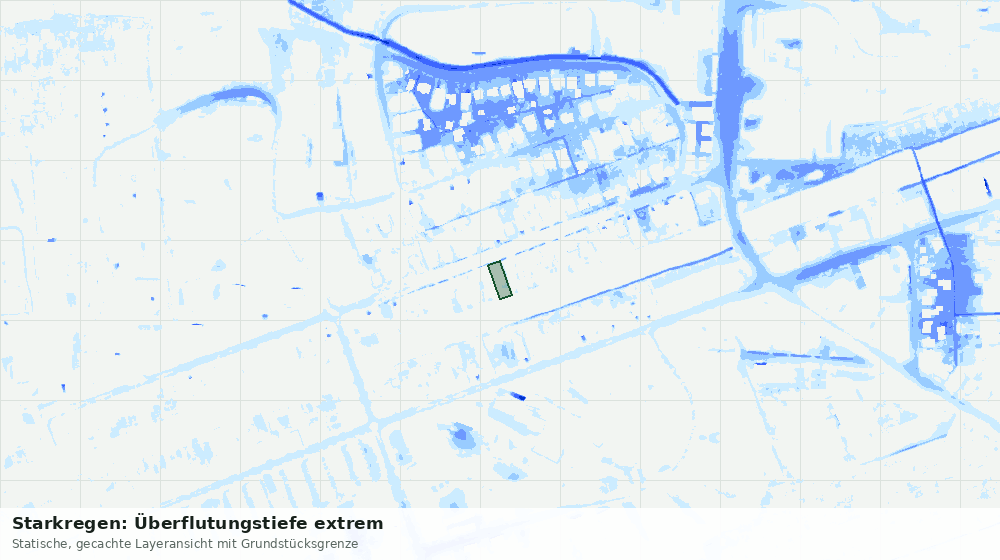 Statische Kartenansicht: Starkregen: Überflutungstiefe extrem