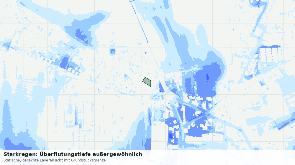 Statische Kartenansicht: Starkregen: Überflutungstiefe außergewöhnlich