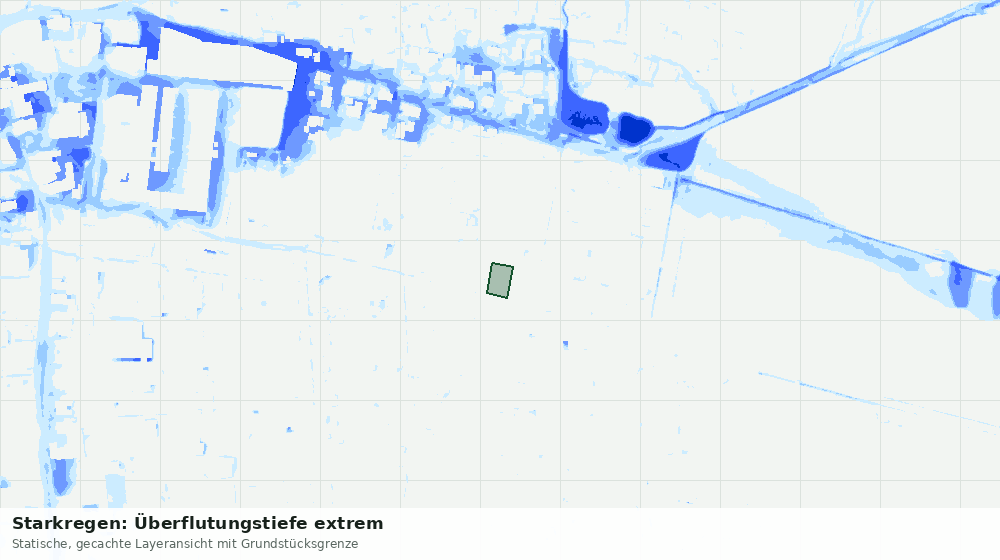 Statische Kartenansicht: Starkregen: Überflutungstiefe extrem