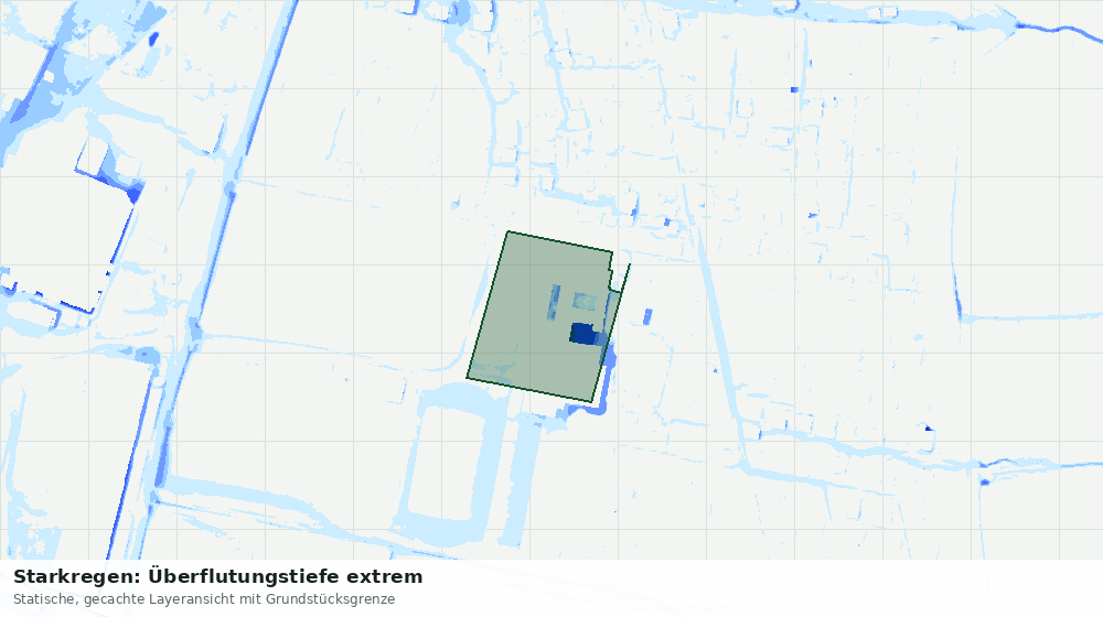 Statische Kartenansicht: Starkregen: Überflutungstiefe extrem