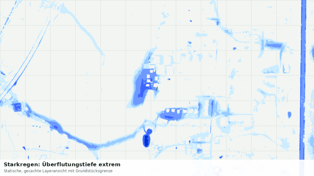 Statische Kartenansicht: Starkregen: Überflutungstiefe extrem