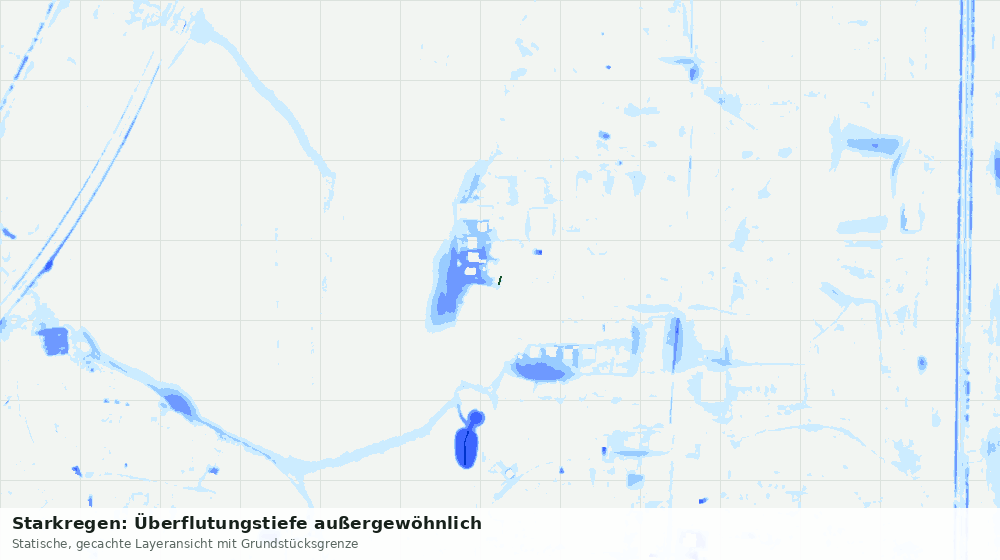 Statische Kartenansicht: Starkregen: Überflutungstiefe außergewöhnlich
