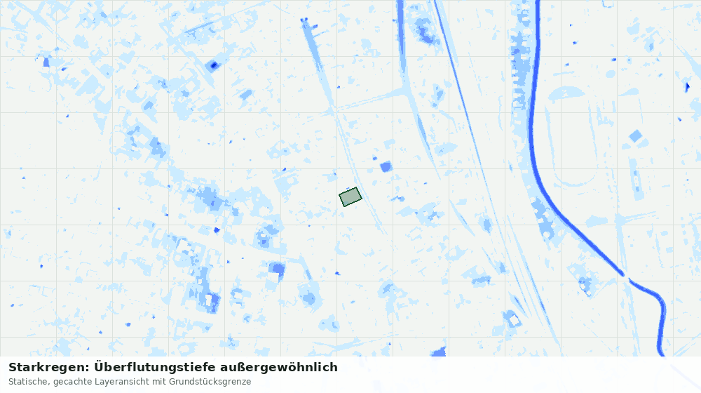 Statische Kartenansicht: Starkregen: Überflutungstiefe außergewöhnlich