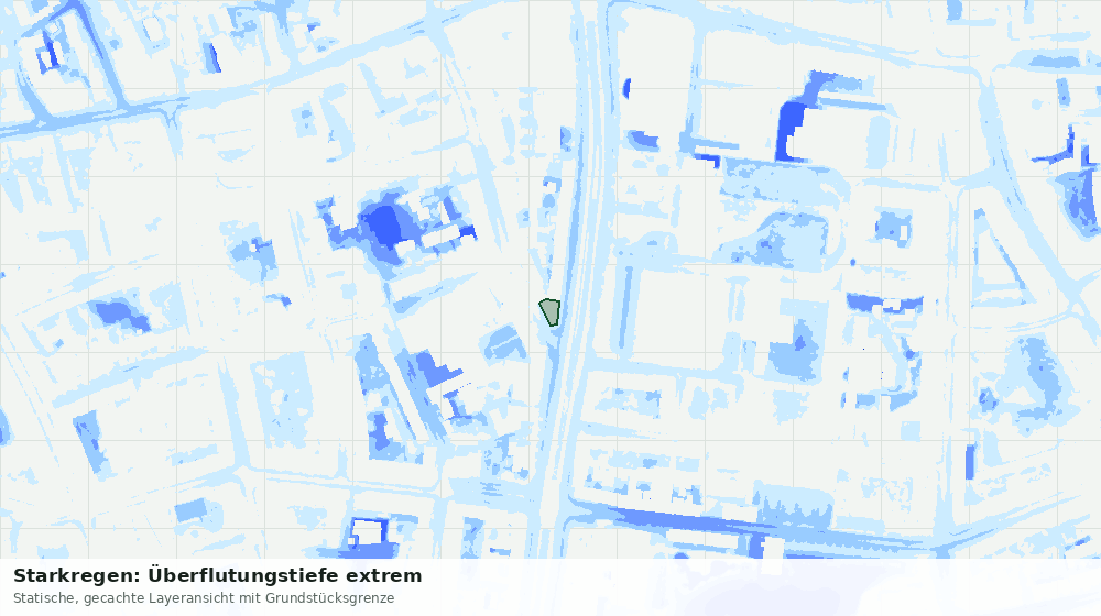 Statische Kartenansicht: Starkregen: Überflutungstiefe extrem