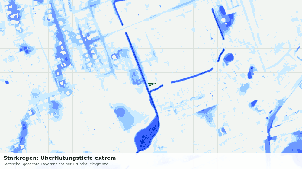 Statische Kartenansicht: Starkregen: Überflutungstiefe extrem