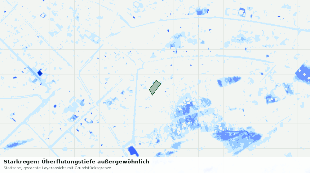Statische Kartenansicht: Starkregen: Überflutungstiefe außergewöhnlich