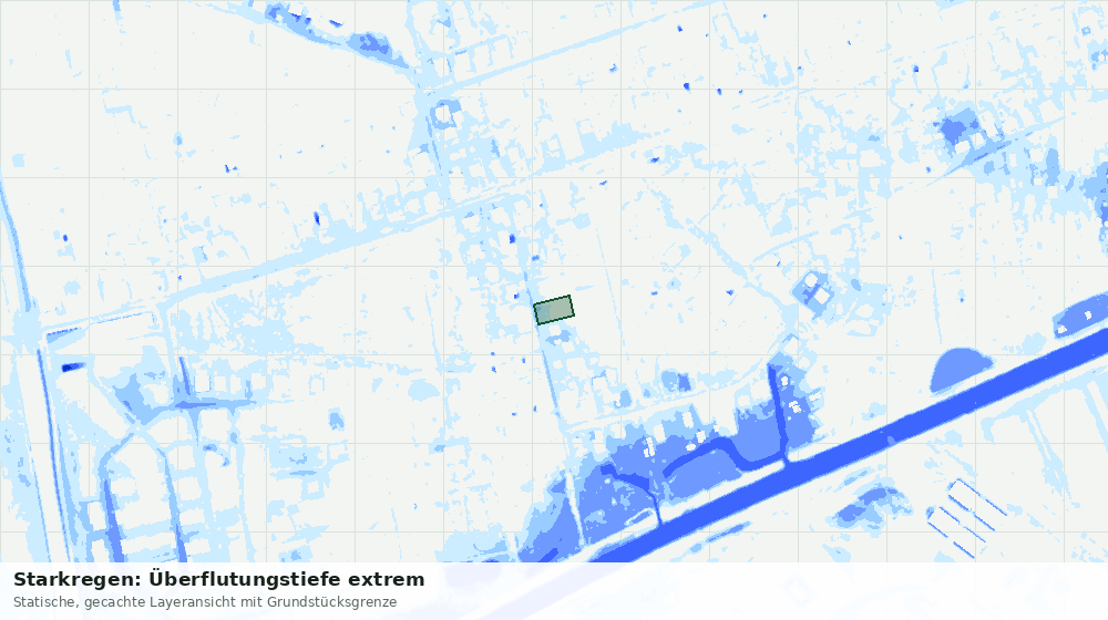 Statische Kartenansicht: Starkregen: Überflutungstiefe extrem