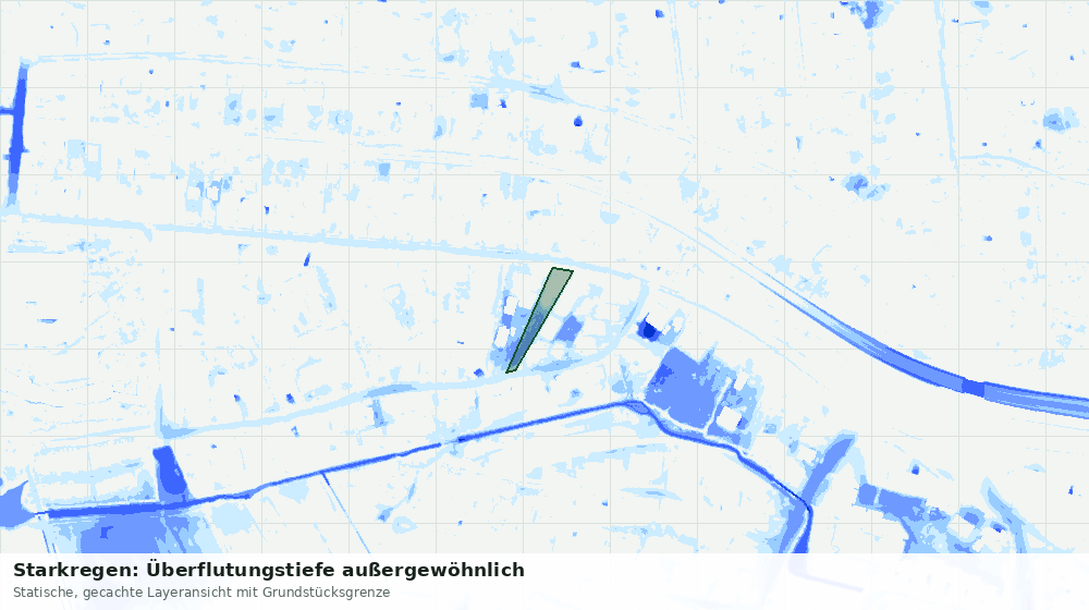 Statische Kartenansicht: Starkregen: Überflutungstiefe außergewöhnlich