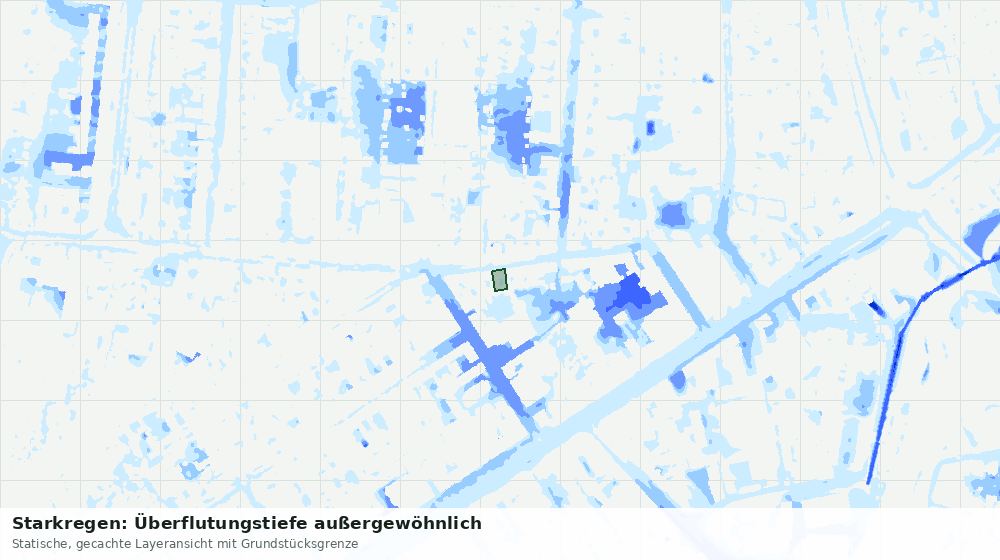 Statische Kartenansicht: Starkregen: Überflutungstiefe außergewöhnlich