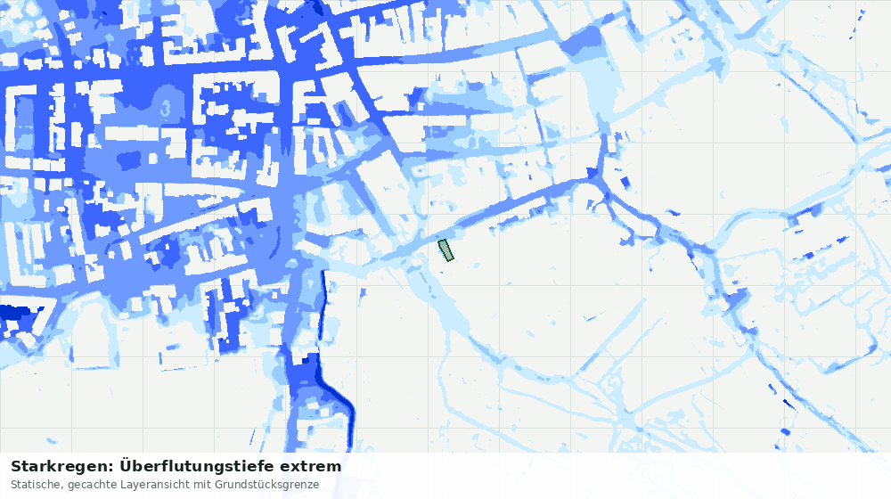 Statische Kartenansicht: Starkregen: Überflutungstiefe extrem