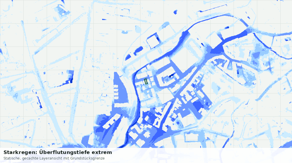 Statische Kartenansicht: Starkregen: Überflutungstiefe extrem
