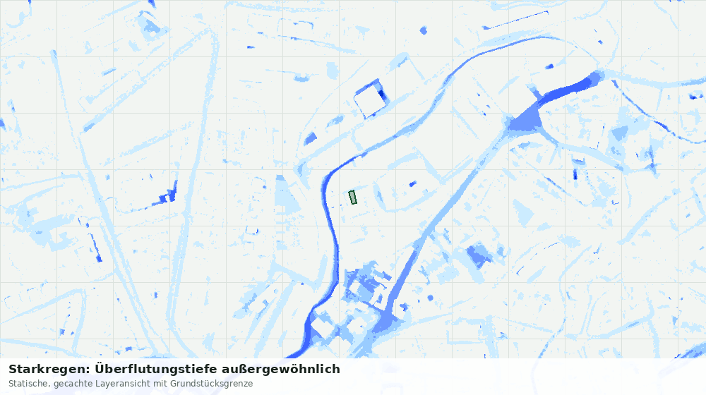 Statische Kartenansicht: Starkregen: Überflutungstiefe außergewöhnlich