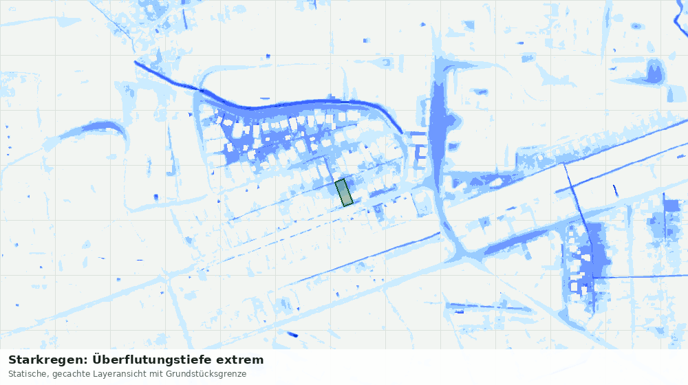 Statische Kartenansicht: Starkregen: Überflutungstiefe extrem