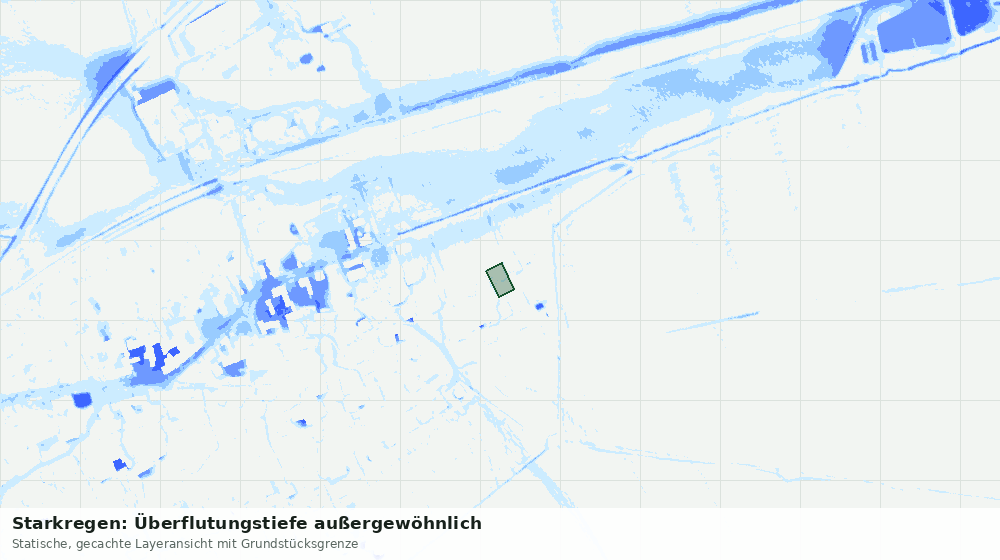 Statische Kartenansicht: Starkregen: Überflutungstiefe außergewöhnlich