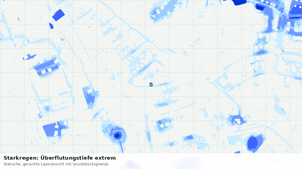 Statische Kartenansicht: Starkregen: Überflutungstiefe extrem