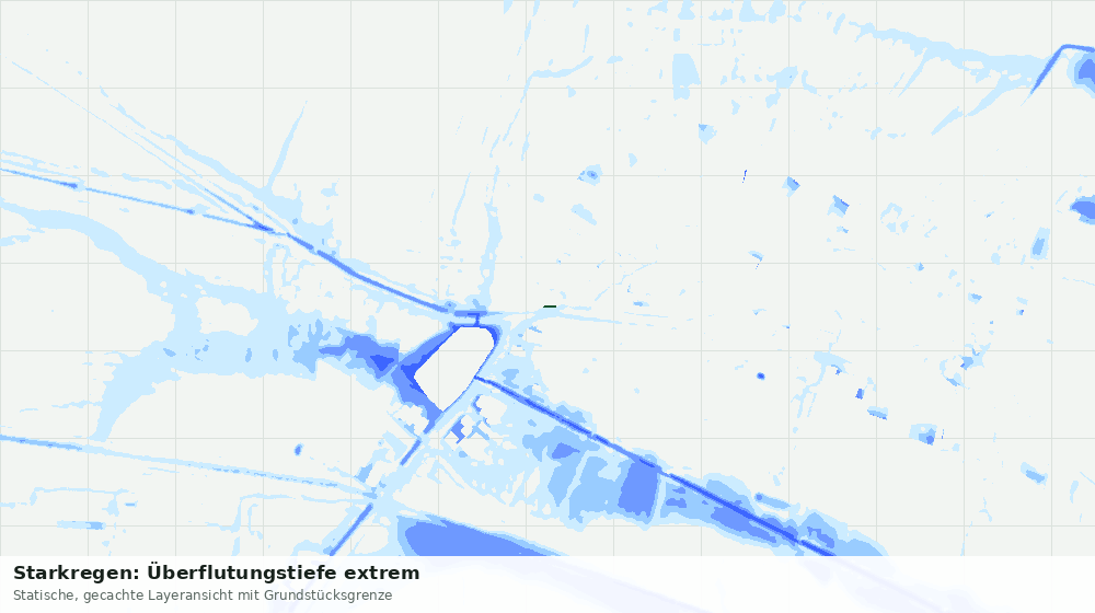 Statische Kartenansicht: Starkregen: Überflutungstiefe extrem