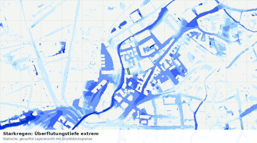 Statische Kartenansicht: Starkregen: Überflutungstiefe extrem