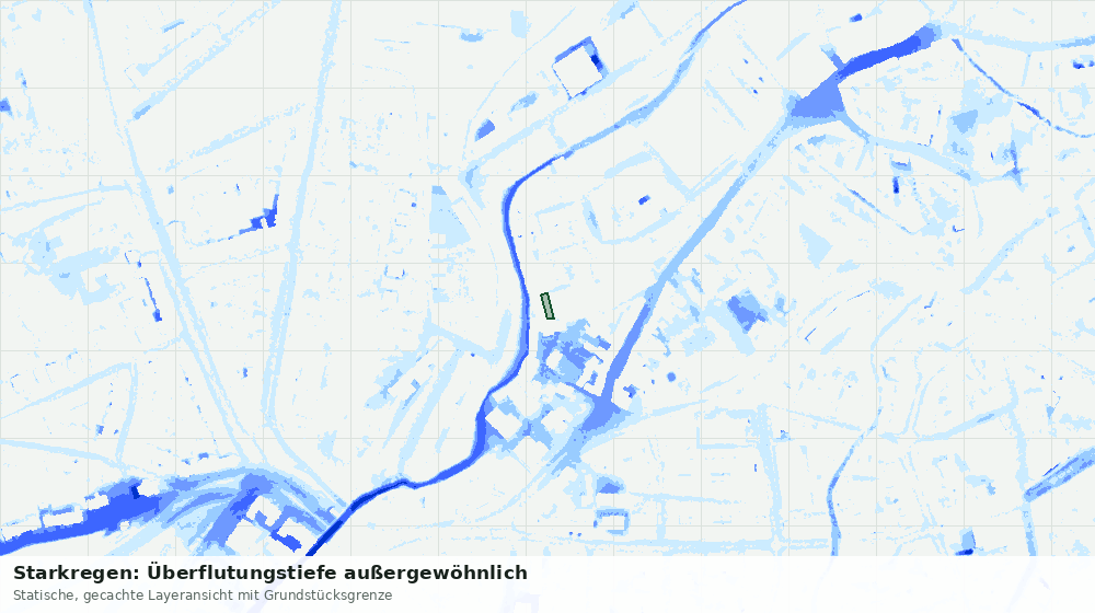 Statische Kartenansicht: Starkregen: Überflutungstiefe außergewöhnlich