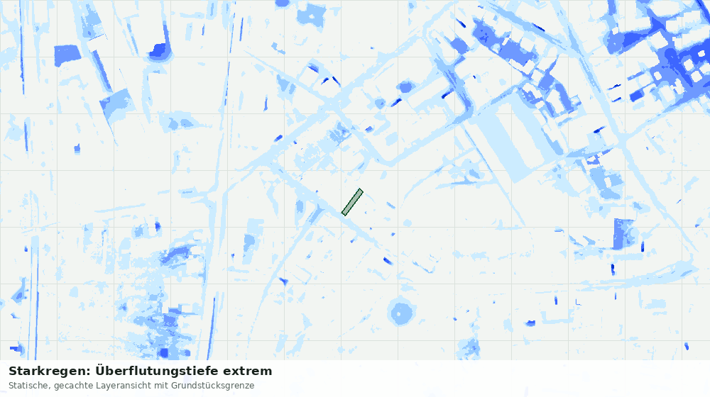 Statische Kartenansicht: Starkregen: Überflutungstiefe extrem