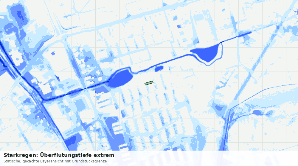 Statische Kartenansicht: Starkregen: Überflutungstiefe extrem