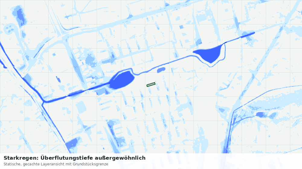 Statische Kartenansicht: Starkregen: Überflutungstiefe außergewöhnlich