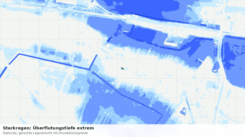 Statische Kartenansicht: Starkregen: Überflutungstiefe extrem