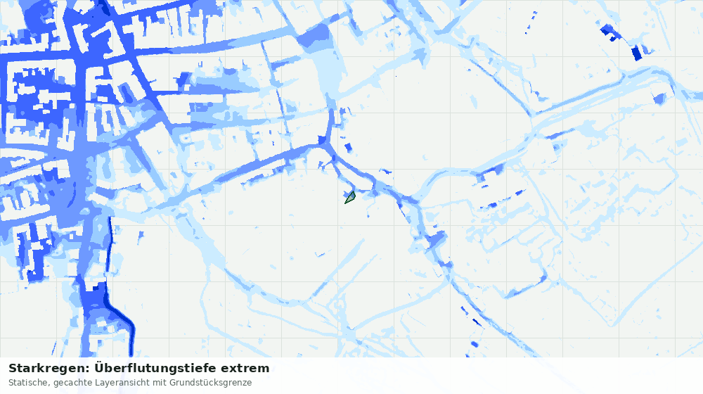 Statische Kartenansicht: Starkregen: Überflutungstiefe extrem