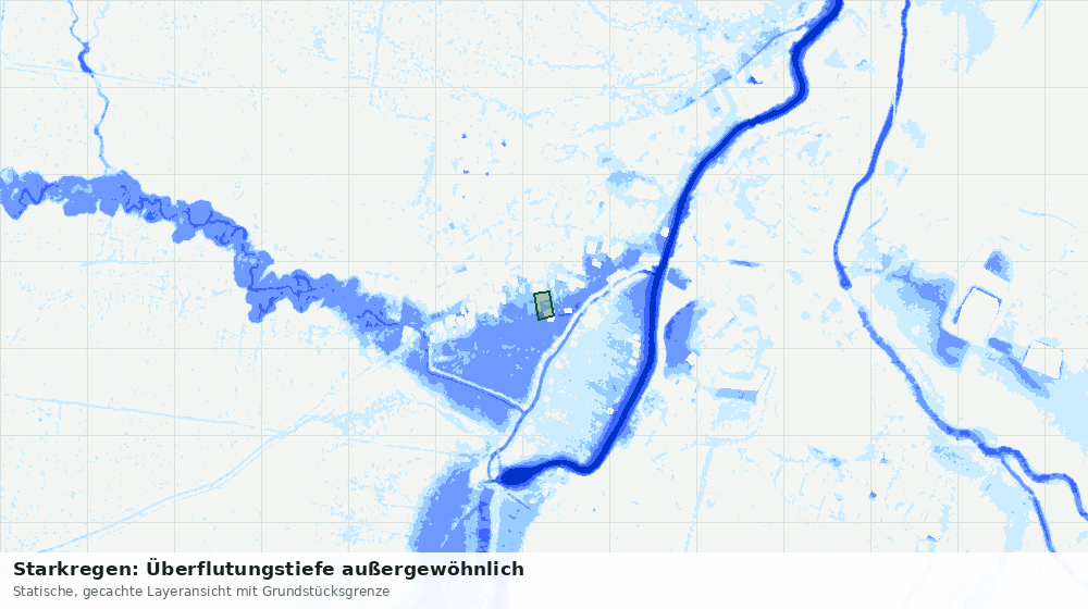 Statische Kartenansicht: Starkregen: Überflutungstiefe außergewöhnlich