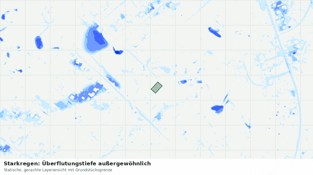 Statische Kartenansicht: Starkregen: Überflutungstiefe außergewöhnlich