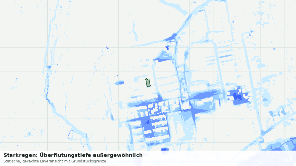 Statische Kartenansicht: Starkregen: Überflutungstiefe außergewöhnlich