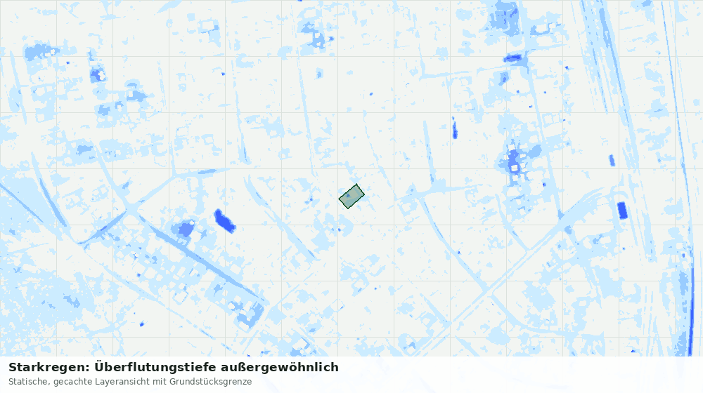 Statische Kartenansicht: Starkregen: Überflutungstiefe außergewöhnlich